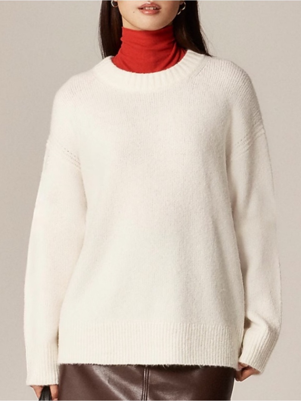 J.‎ CREW Women’s Relaxed crewneck pullover in Ivory Wool Alpaca Blend Size Small